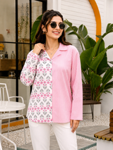 Taraya Half & Half Pink Floral Shirt