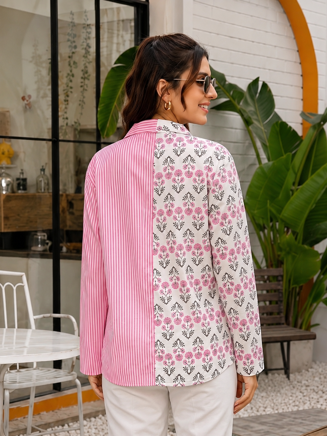 Taraya Half & Half Pink Floral Shirt