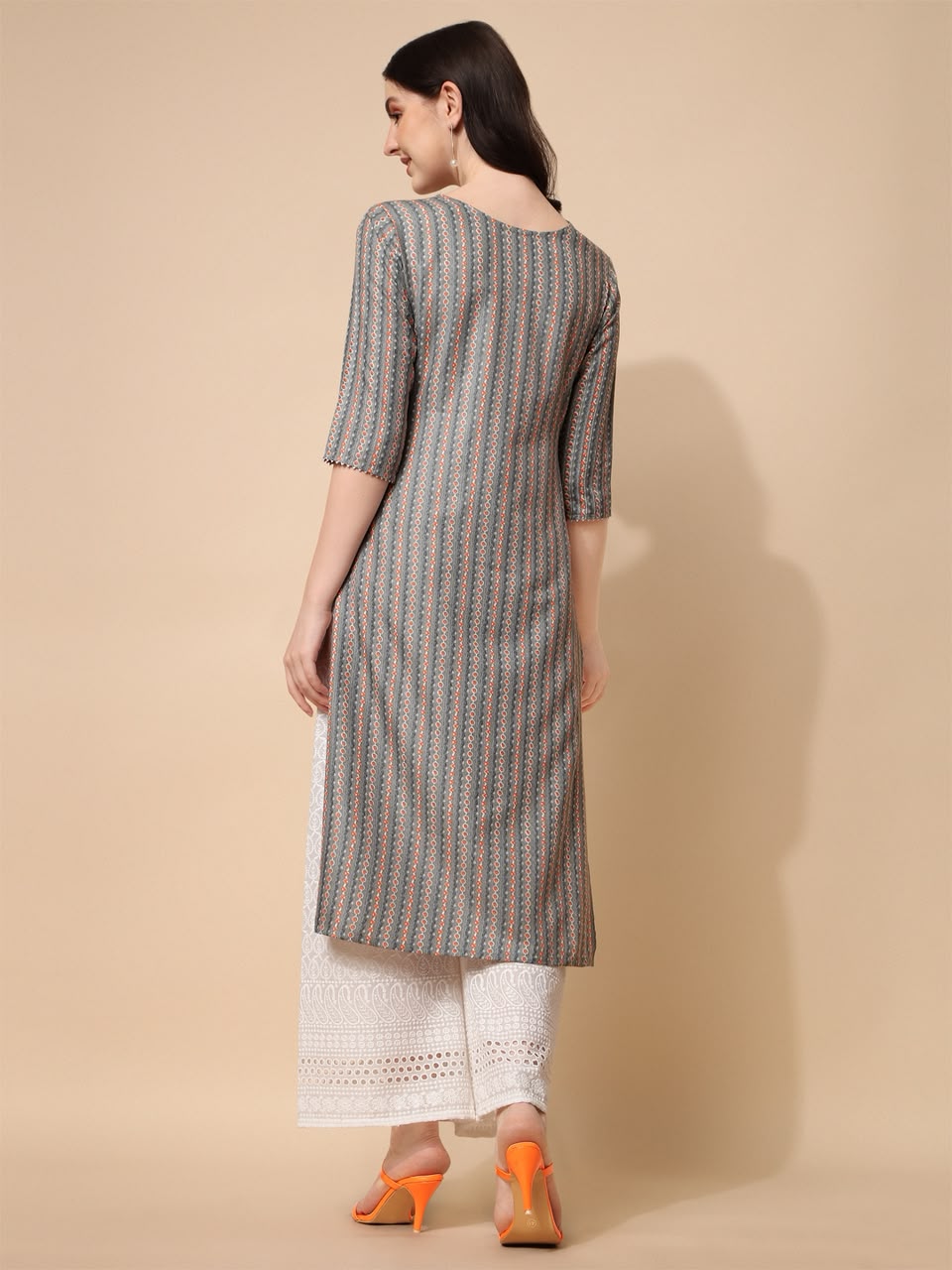 Classic Striped Angrakha Kurta