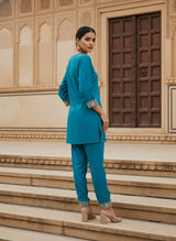 Royal Teal Mirror Work Co-rd Set