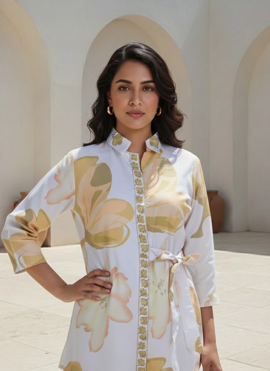 Olive Bloom Tie Waist Co-rd Set