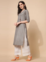Classic Striped Angrakha Kurta