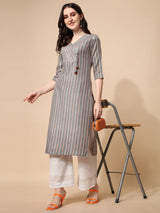Classic Striped Angrakha Kurta