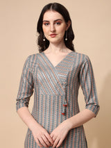 Classic Striped Angrakha Kurta