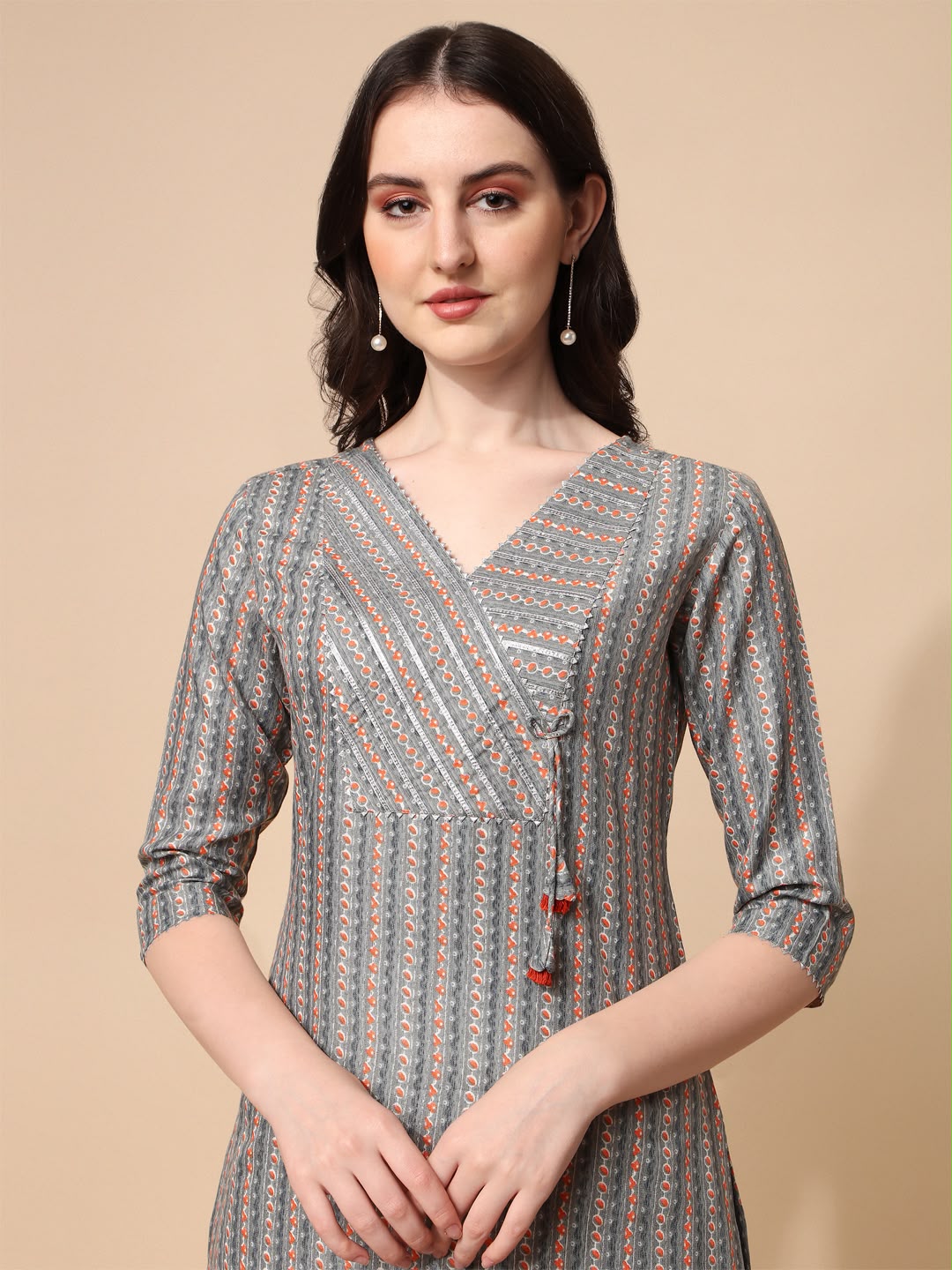 Classic Striped Angrakha Kurta