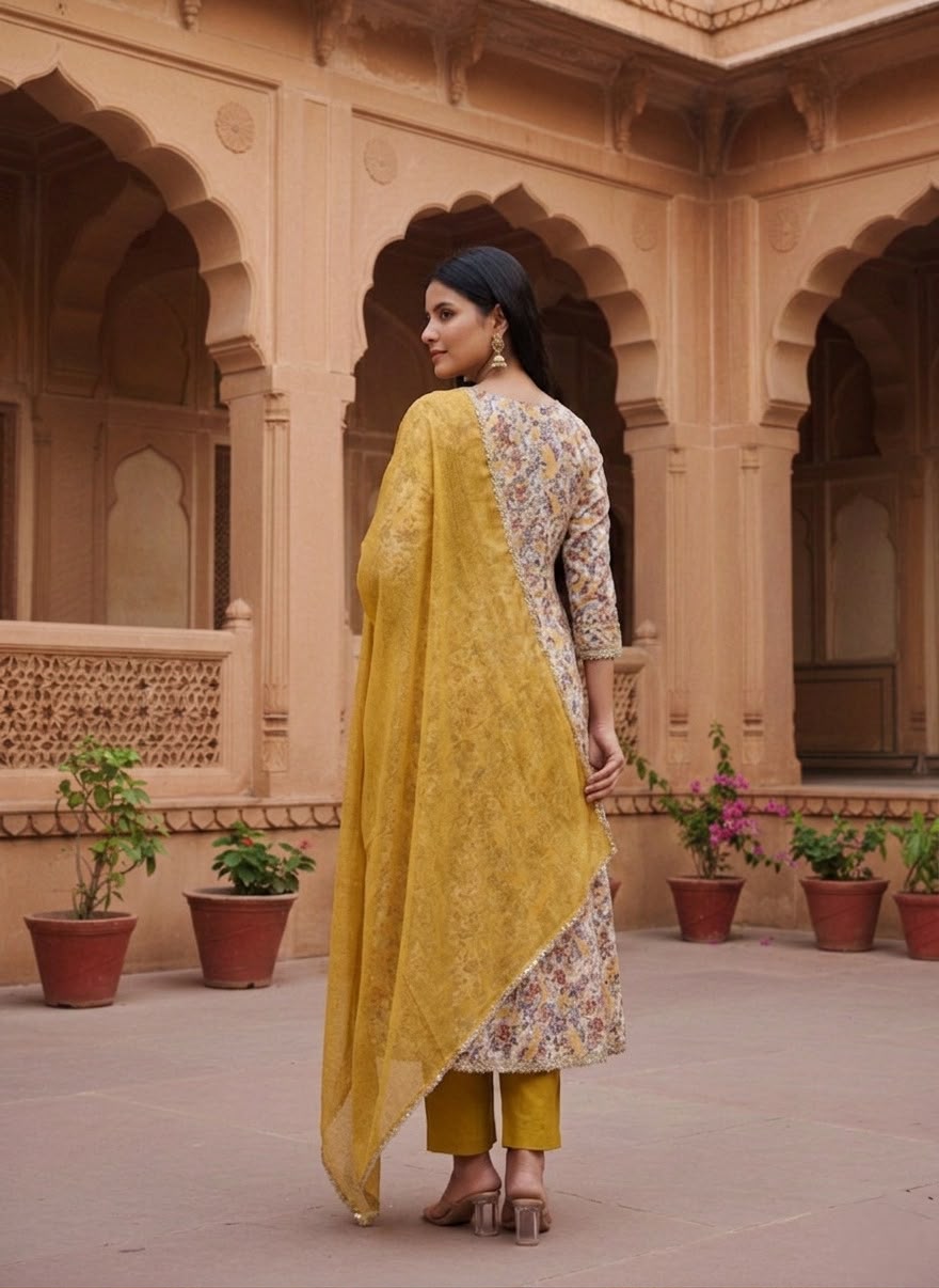 Tayara Mustared & Floral Suit Set