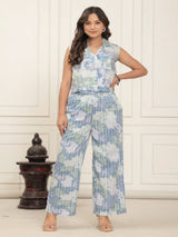 Blue Water Color Crop Top & Palazzo Set